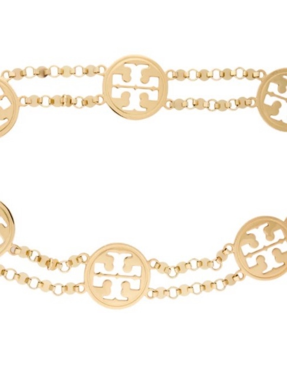 Tory Burch Gold-Tone Double Chain Logo belt